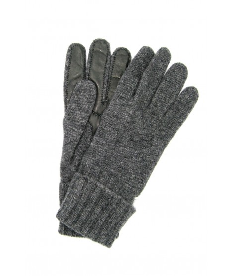 Sermoneta Gloves Guanto in 100% cashmere 2bt con palmo in Nappa Grigio MD