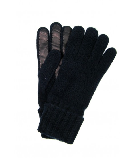 Sermoneta Gloves Guanto in 100% cashmere 2bt con palmo in Nappa Navy