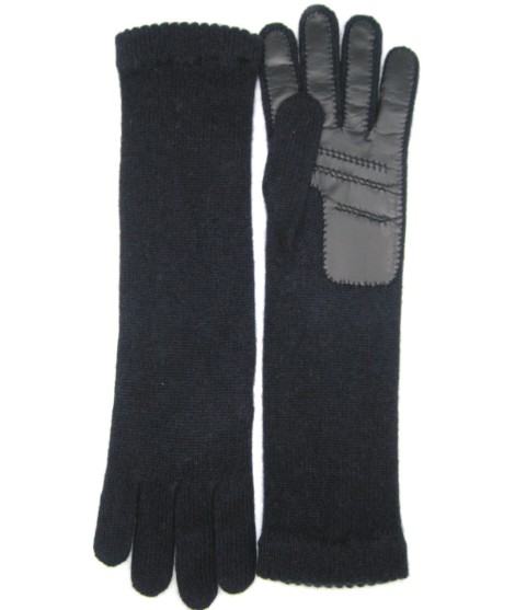 Sermoneta Gloves Guanto In 100% Cashmere 4bt Con Palmo In Nappa Navy