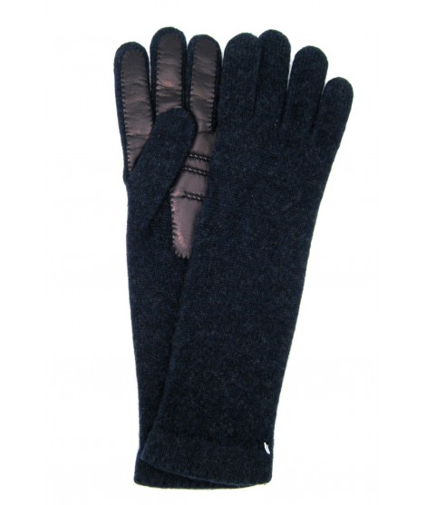 Sermoneta Gloves Guanto in 100% cashmere 4bt con palmo in Nappa Navy