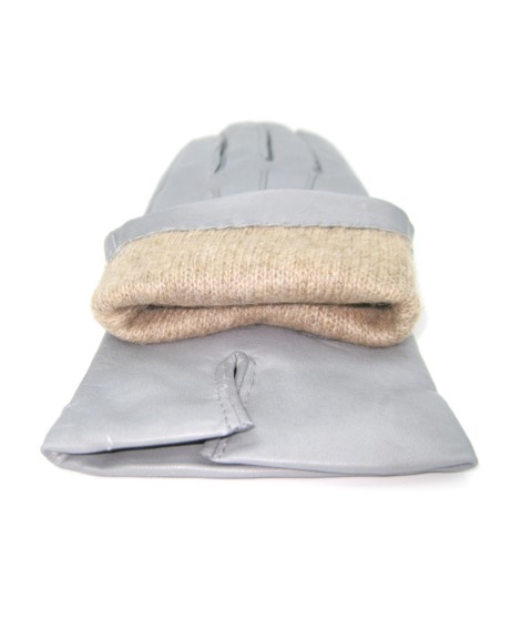 Sermoneta Gloves Guanto In Capretto 2bt Con 3 Cordoni Fod. Cashmere Grigio Perla