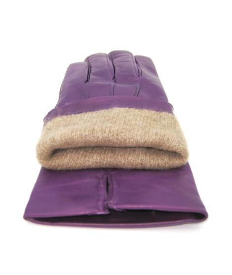 Sermoneta Gloves Guanto In Capretto 2bt Con 3 Cordoni Fod. Cashmere Viola