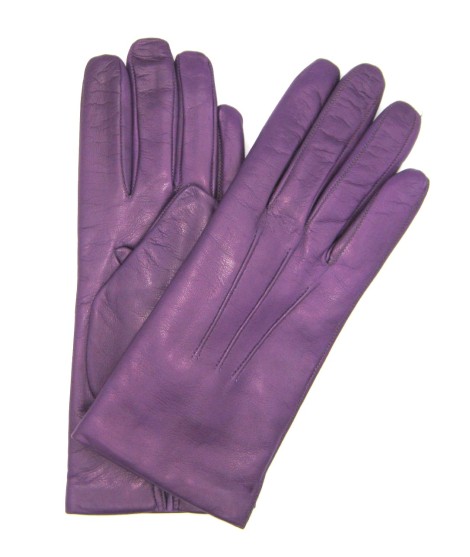 Sermoneta Gloves Guanto in Capretto 2bt con 3 cordoni fod. cashmere Viola