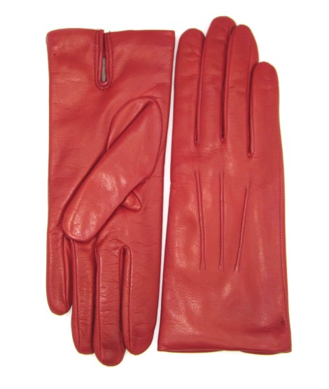 Sermoneta Gloves Guanto In Capretto 2bt Con 3 Cordoni Fod. Cashmere Rosso Scuro