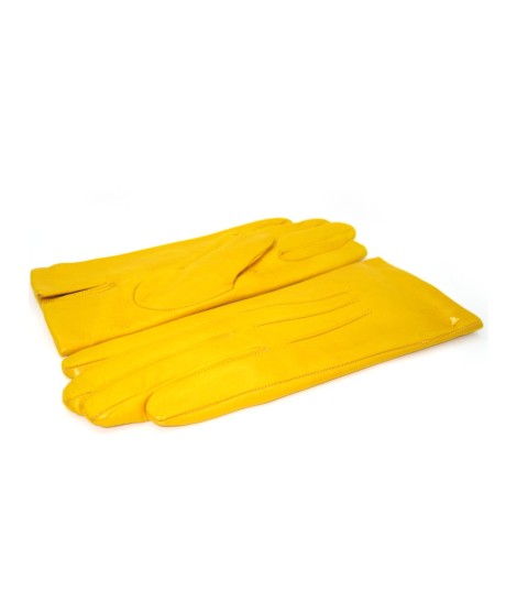 Sermoneta Gloves Guanto In Capretto 2bt Con 3 Cordoni Fod. Cashmere Giallo
