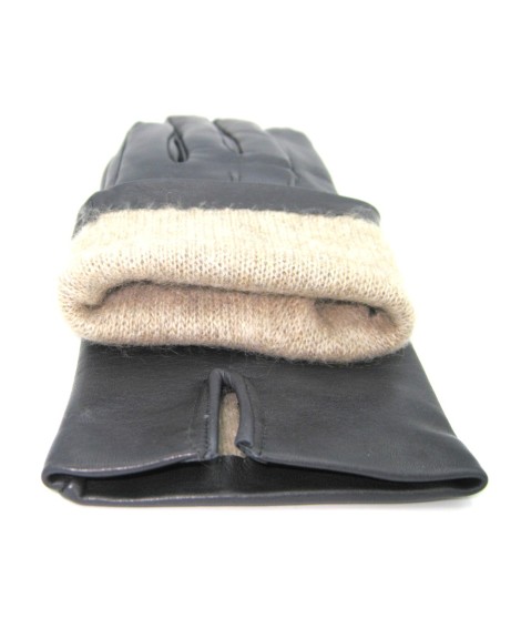 Sermoneta Gloves Guanto In Capretto 2bt Con 3 Cordoni Fod. Cashmere Grigio Scuro