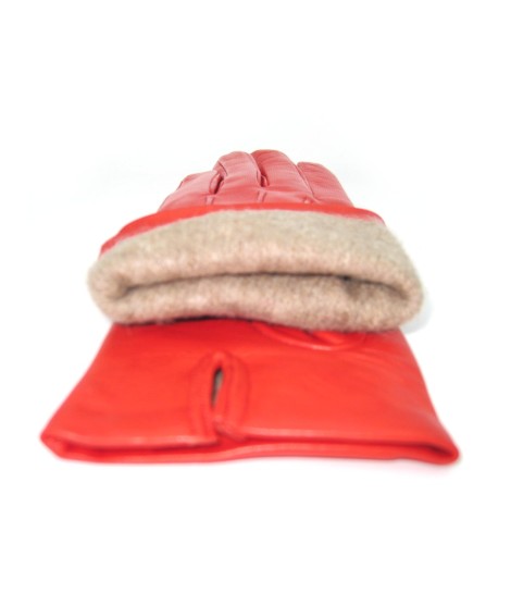 Sermoneta Gloves Guanto In Capretto 2bt Con 3 Cordoni Fod. Cashmere Rosso