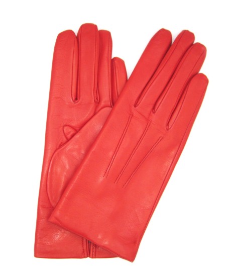 Sermoneta Gloves Guanto in Capretto 2bt con 3 cordoni fod. cashmere Rosso