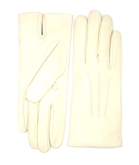 Sermoneta Gloves Guanto In Capretto 2bt Con 3 Cordoni Fod. Cashmere Panna
