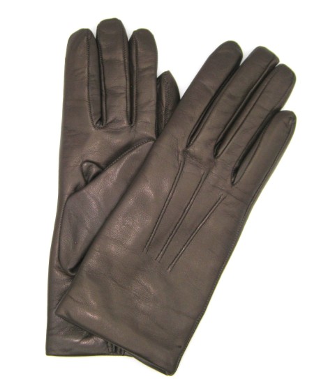 Sermoneta Gloves Guanto in Capretto 2bt con 3 cordoni fod. cashmere T.Moro