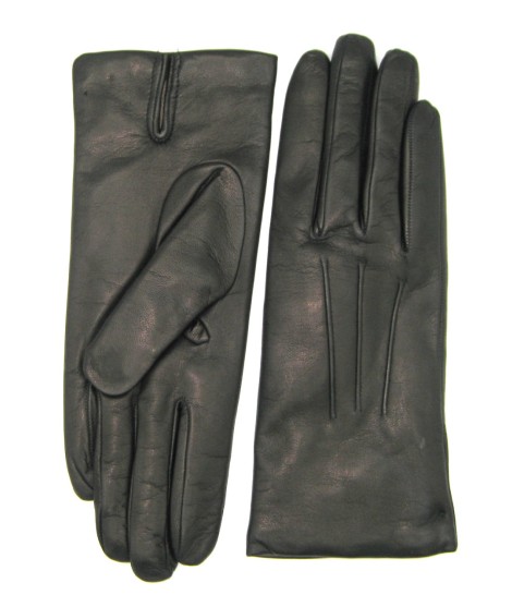 Sermoneta Gloves Guanto In Capretto 2bt Con 3 Cordoni Fod. Cashmere Nero