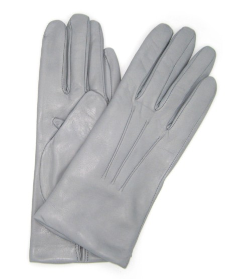 Sermoneta Gloves Guanto in Capretto 2bt con 3 cordoni fod. cashmere Grigio Perla