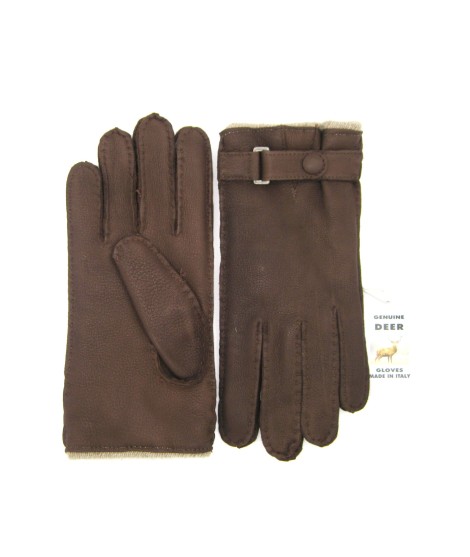 Sermoneta Gloves Guanto In Cervo Fod. Cashmere Con Cinturino Cork