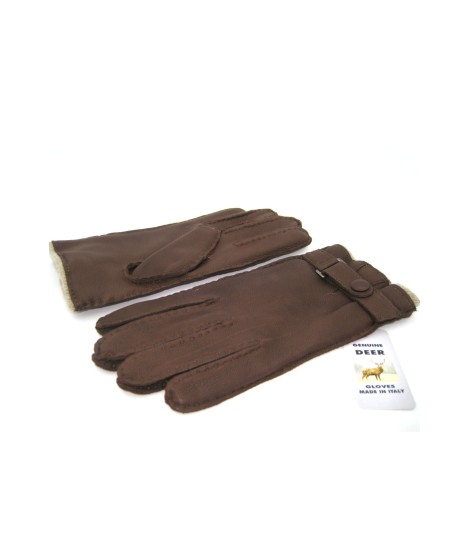 Sermoneta Gloves Guanto In Cervo Fod. Cashmere Con Cinturino Cork