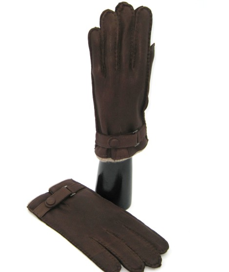 Sermoneta Gloves Guanto In Cervo Fod. Cashmere Con Cinturino Cork