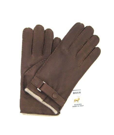 Sermoneta Gloves Guanto in Cervo fod. cashmere con cinturino Cork