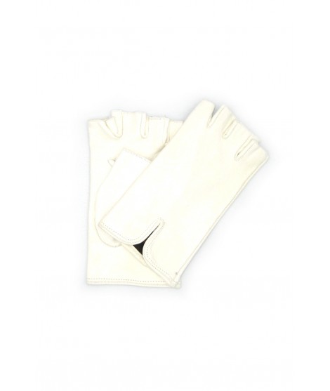 Sermoneta Gloves Guanto in Nappa 1/2 dita foderato seta Bianco