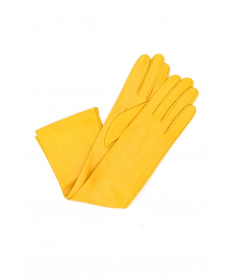 Sermoneta Gloves Guanto in Nappa 10bt foderato seta Giallo ocra