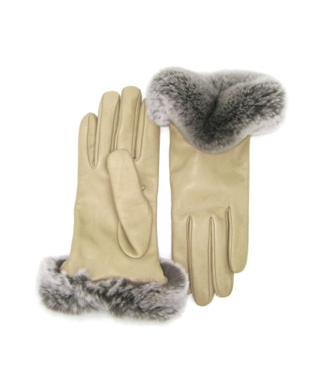 Sermoneta Gloves Guanto In Nappa 2bt Con Bordo Rex Fodera Cashmere Toupe