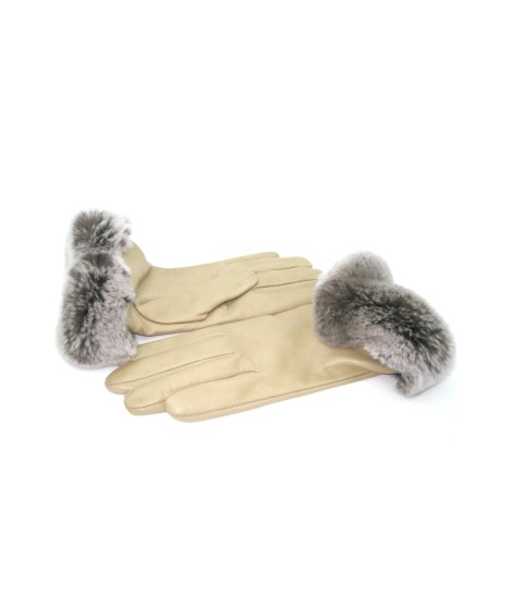 Sermoneta Gloves Guanto In Nappa 2bt Con Bordo Rex Fodera Cashmere Toupe