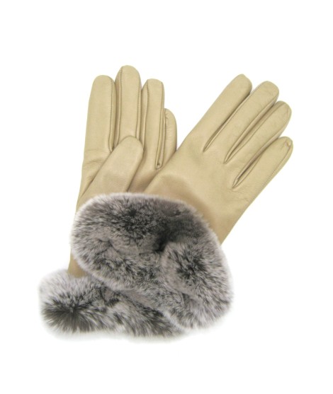 Sermoneta Gloves Guanto in Nappa 2bt con bordo Rex fodera cashmere Toupe