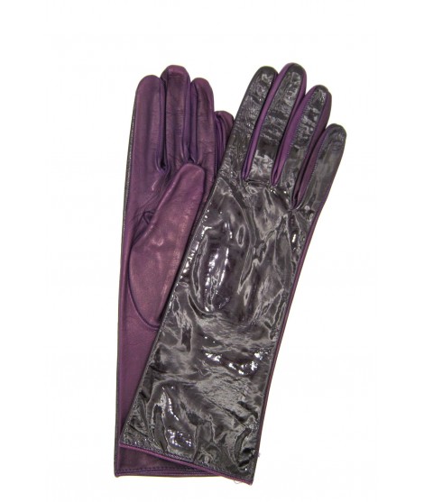 Sermoneta Gloves Guanto in Nappa 4bt foderato seta in Vernice Viola