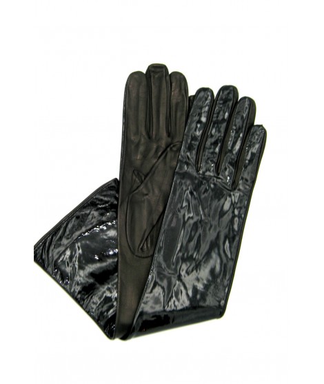 Sermoneta Gloves Guanto in Nappa 8bt foderato seta in Vernice Nero