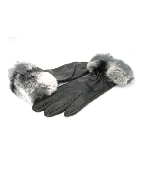 Sermoneta Gloves Guanto In Nappa Con Bordo Rex Foderato Cashmere Nero