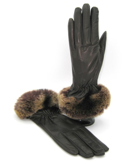 Sermoneta Gloves Guanto In Nappa Con Bordo Rex Foderato Cashmere T.Moro