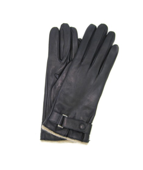Sermoneta Gloves Guanto in Nappa con cinturino al polso fod. cashm. Blu Navy