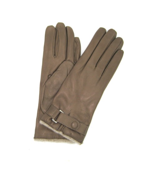 Sermoneta Gloves Guanto in Nappa con cinturino al polso fod. cashm. Fango