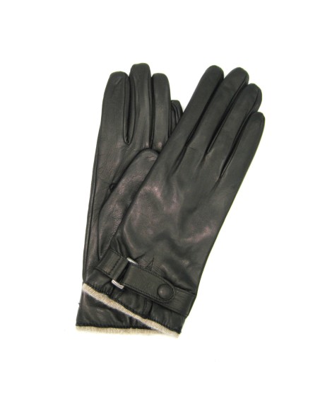Sermoneta Gloves Guanto in Nappa con cinturino al polso fod. cashm. Nero