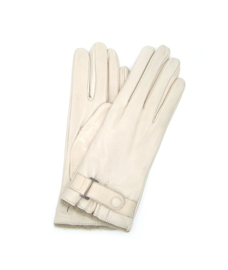 Sermoneta Gloves Guanto in Nappa con cinturino al polso fod. cashm. Panna