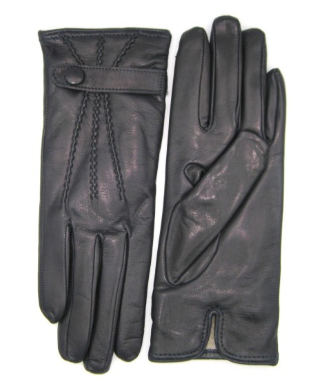 Sermoneta Gloves Guanto In Nappa Con Cinturino Fod Cashmere Navy
