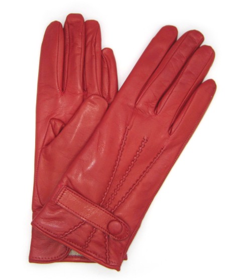Sermoneta Gloves Guanto in Nappa con cinturino fod cashmere Rosso scuro