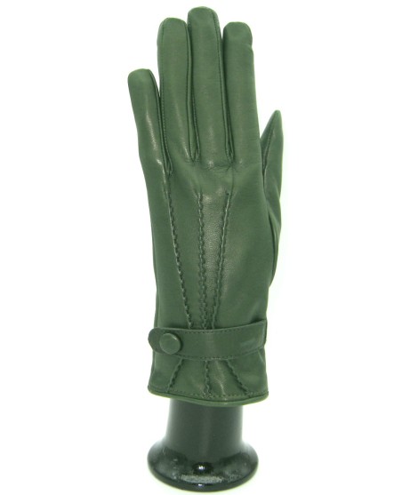 Sermoneta Gloves Guanto In Nappa Con Cinturino Fod Cashmere Verde Oliva