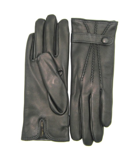 Sermoneta Gloves Guanto In Nappa Con Cinturino Fodera Cashmere Nero