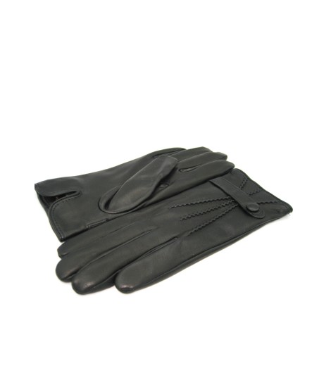 Sermoneta Gloves Guanto In Nappa Con Cinturino Fodera Cashmere Nero