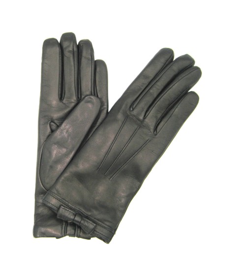 Sermoneta Gloves Guanto in Nappa con fiocchetto sul polso Nero