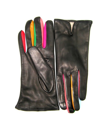 Sermoneta Gloves Guanto In Nappa Con Forchetta Multicolor Nero