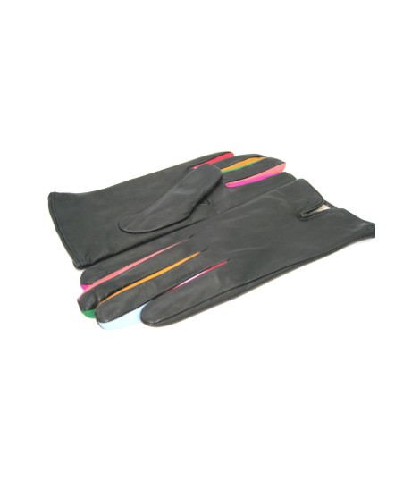 Sermoneta Gloves Guanto In Nappa Con Forchetta Multicolor Nero