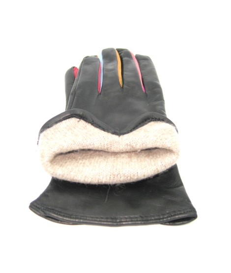 Sermoneta Gloves Guanto In Nappa Con Forchetta Multicolor Nero