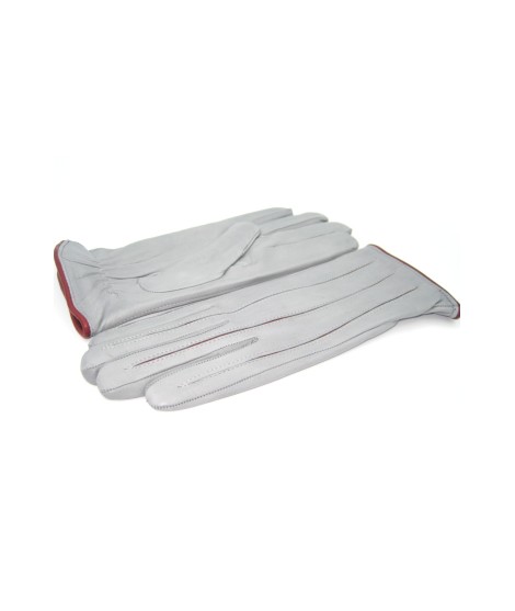 Sermoneta Gloves Guanto In Nappa Con Intarsi A Contrasto Grigio Perla/Bordeaux