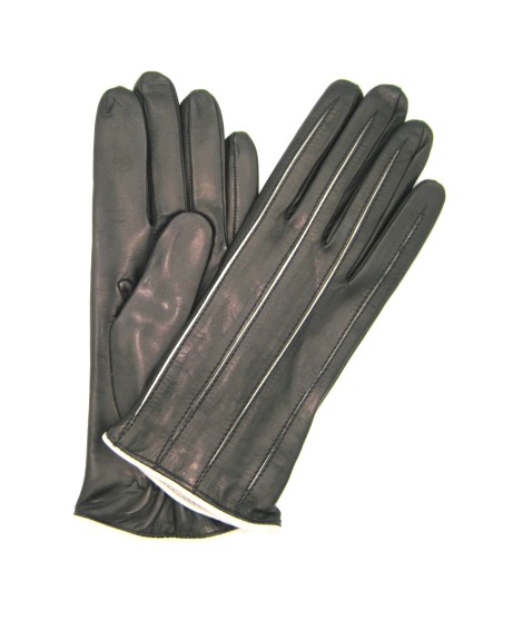 Sermoneta Gloves Guanto in Nappa con intarsi a contrasto Nero/Panna Sermoneta Gloves Guanto in Nappa con intarsi a contrasto Nero/Panna