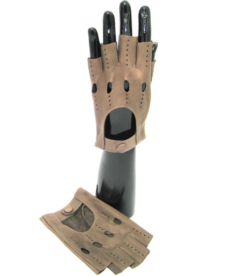 Sermoneta Gloves Guanto In Nappa Da Guida Mezze Dita Fango