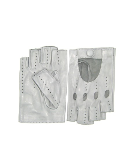 Sermoneta Gloves Guanto In Nappa Da Guida Mezze Dita Grigio Perla