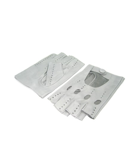Sermoneta Gloves Guanto In Nappa Da Guida Mezze Dita Grigio Perla