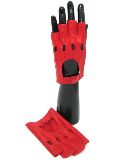 Sermoneta Gloves Guanto In Nappa Da Guida Mezze Dita Rosso