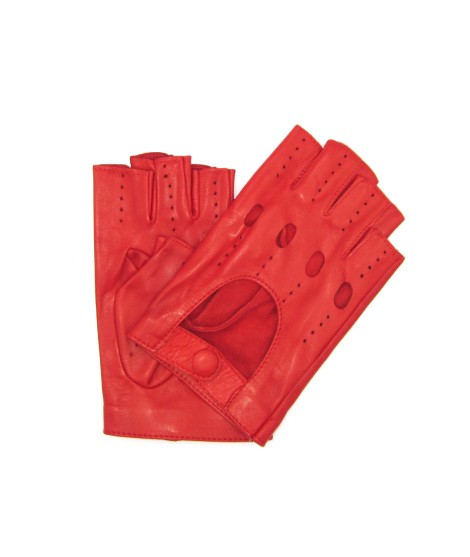 Sermoneta Gloves Guanto in Nappa da Guida mezze dita Rosso