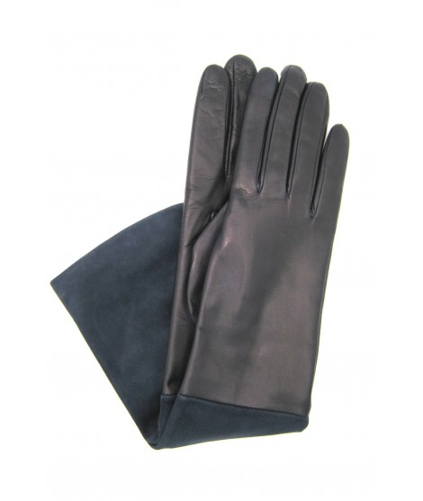 Sermoneta Gloves Guanto in Nappa e Namoscio foderato in cashmere Navy